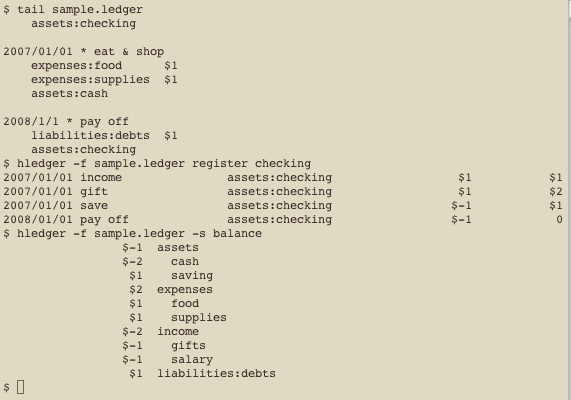 Basic command-line reports, like ledger