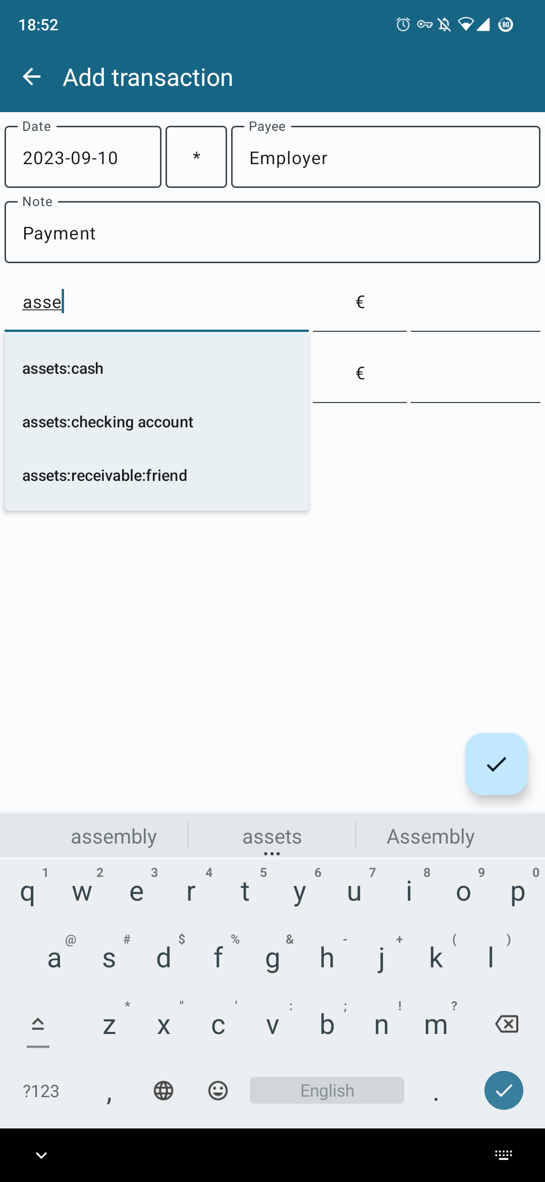 NanoLedger autocomplete