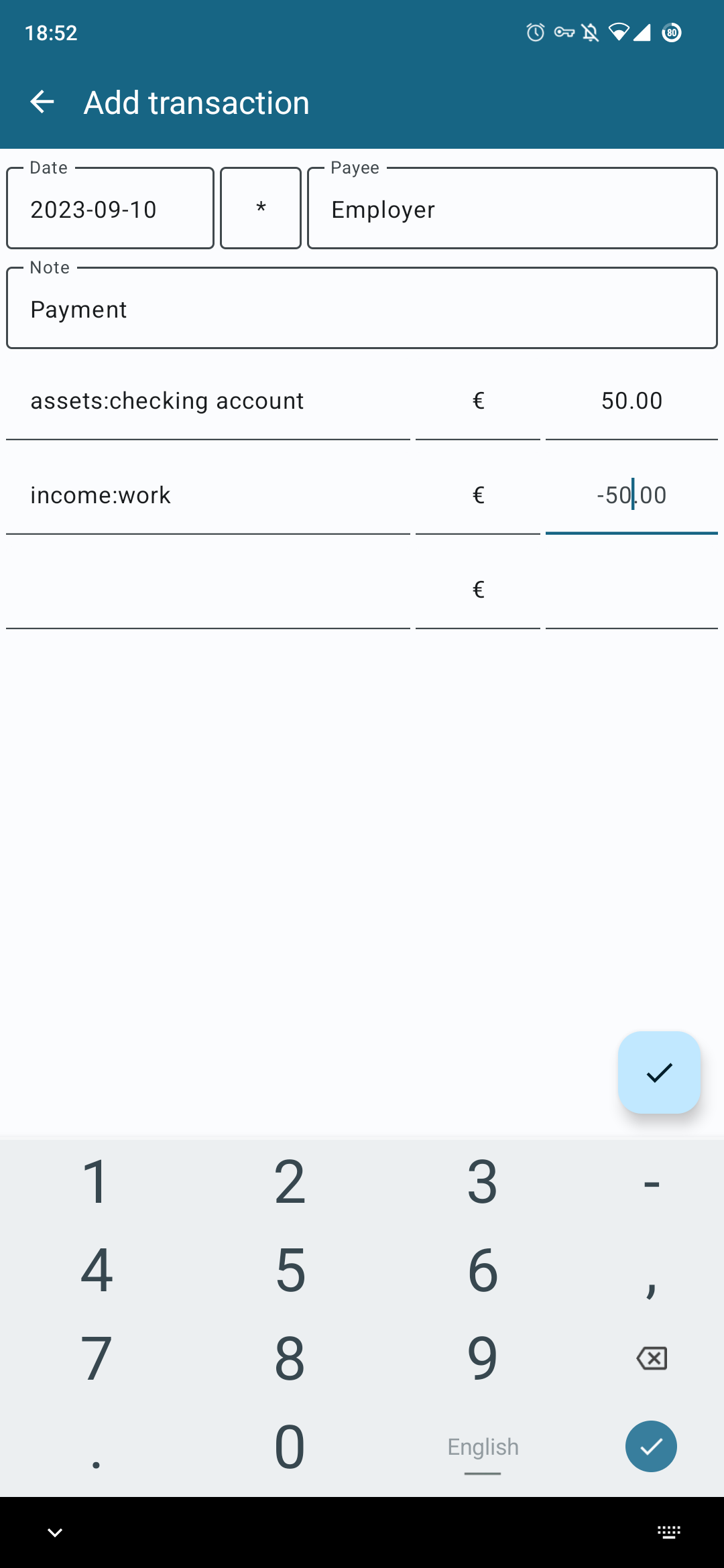 NanoLedger add transaction